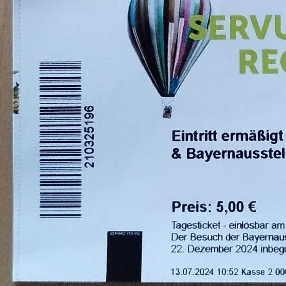 A ticket with barcode for the Bayern-Ausstellung.
